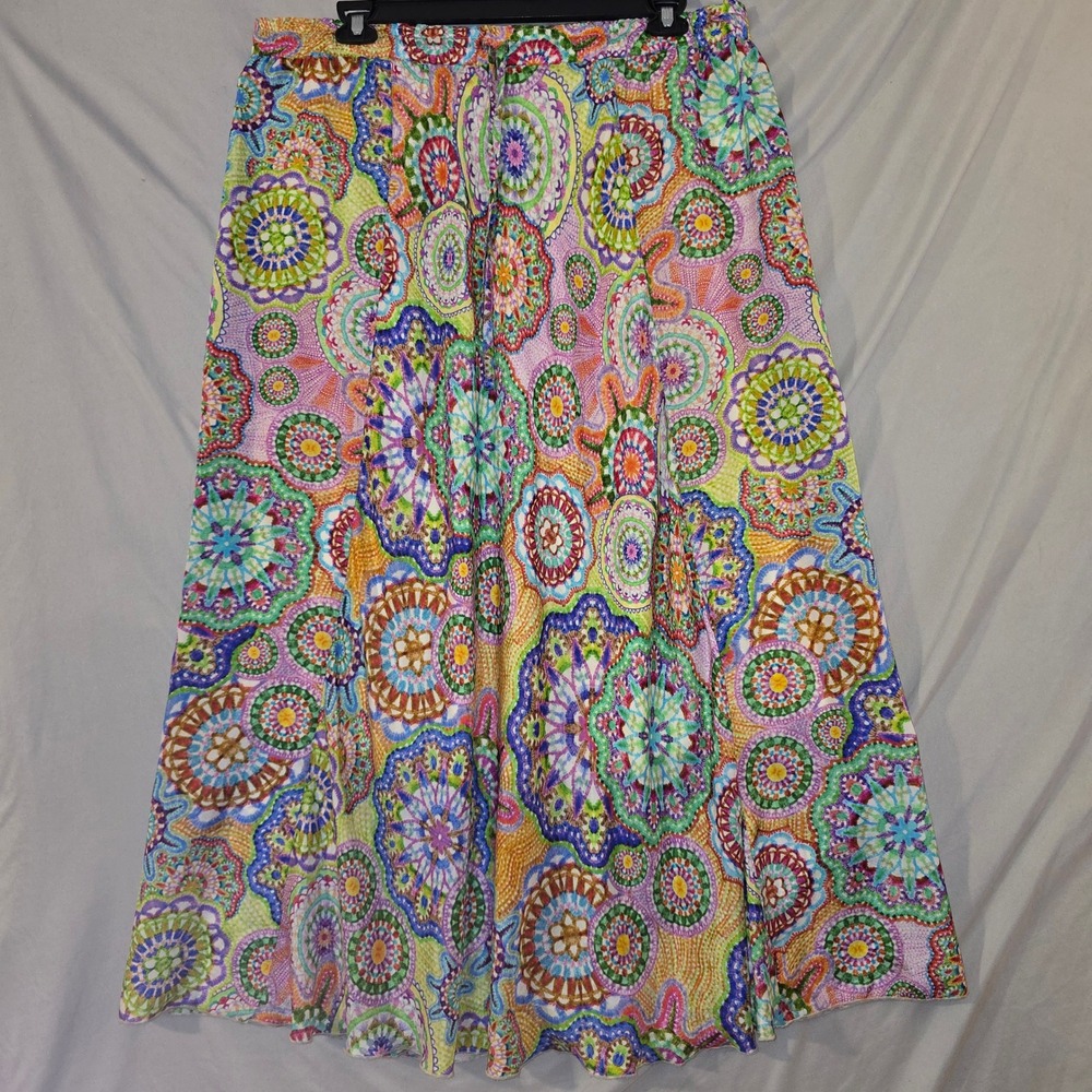 Johnny Was Kiki Skirt Napperon XXL Women Multicolor 100% Silk Mandala Boho Maxi
